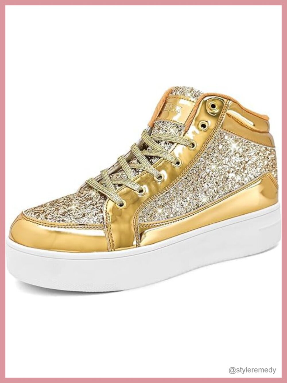 Platform Glitter Sequined Lace-Up High Top Sneakers Disco Dressy